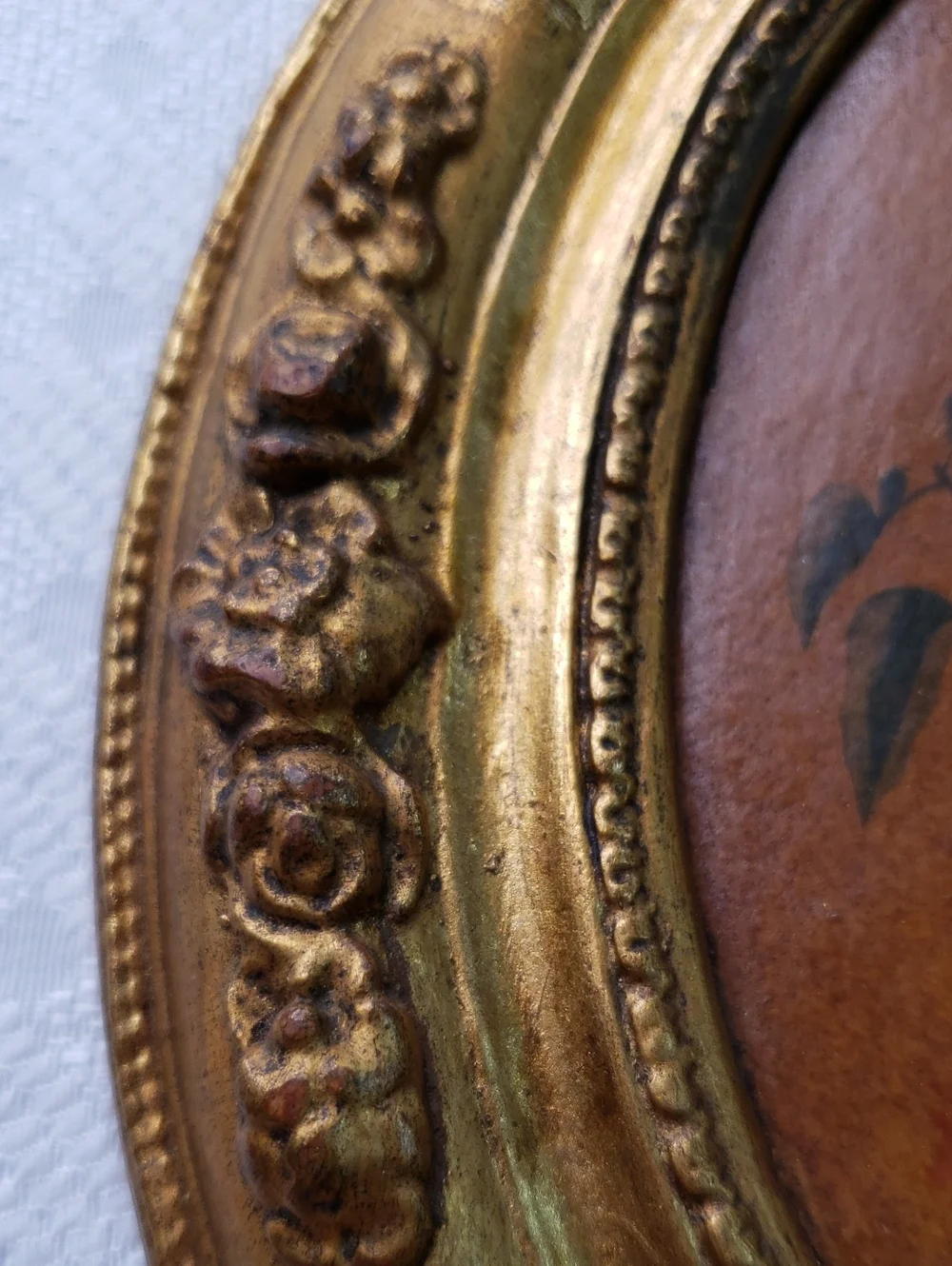 Borghese Oval Floral Roses Plaster Wall Accent